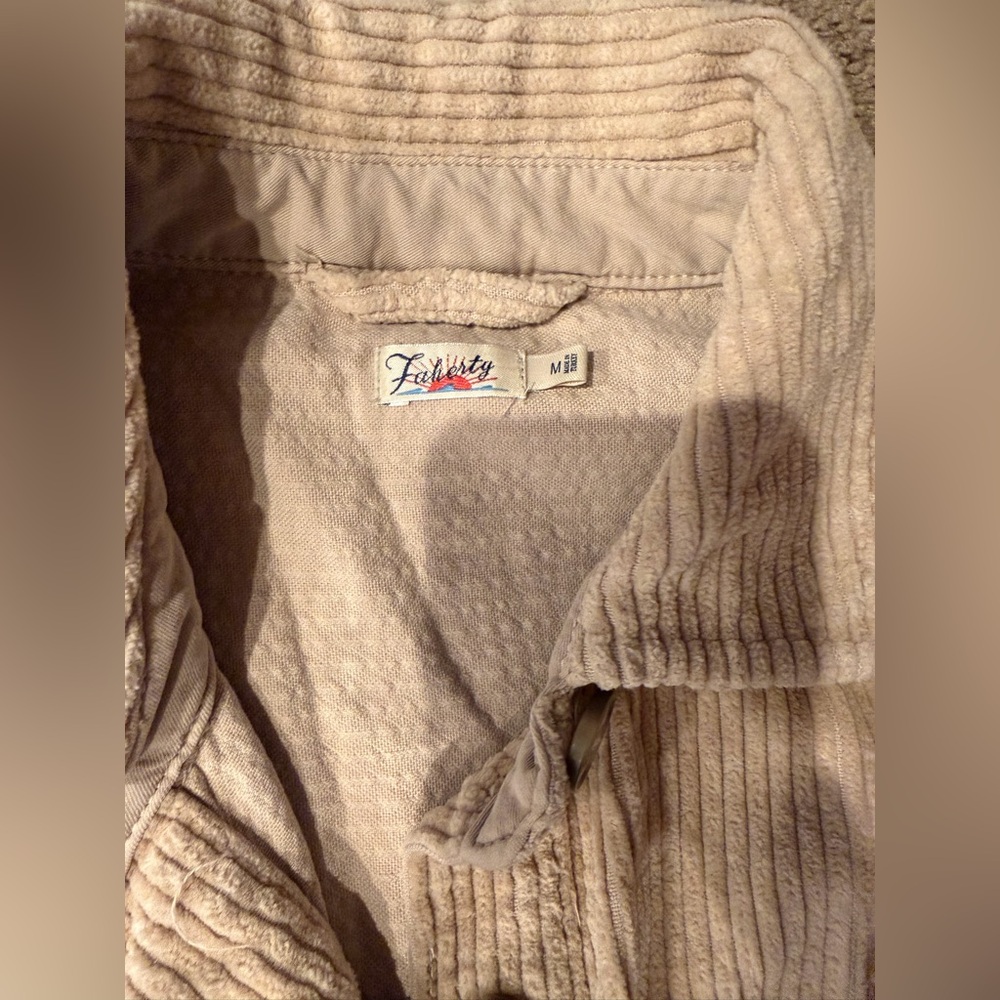 Faherty Cream Corduroy Button-Down Shacket Size Medium - Picture 2 of 4